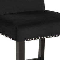 Jordan 24 Inch Counter Side Chair Set of 2, Velvet Upholstery, Wood, Black - BM310206
