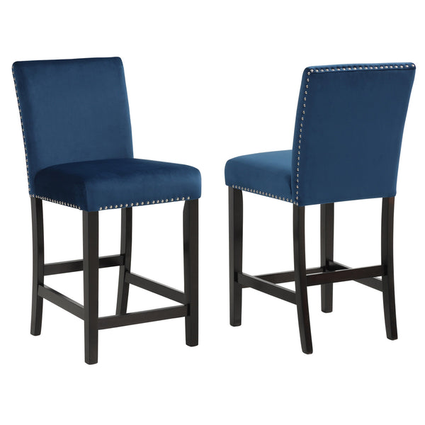 Jordan 24 Inch Counter Height Side Chair Set of 2, Fabric Upholstery, Blue - BM310207