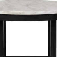 Jordan 42 Inch Round Counter Height Table, Glass Top, Wood, White, Black - BM310209