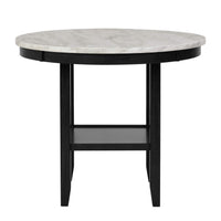 Jordan 42 Inch Round Counter Height Table, Glass Top, Wood, White, Black - BM310209