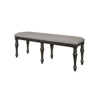 Lauren 52 Inch Bench, Classic Wood Frame, Cushioned Gray Fabric Upholstery - BM310211