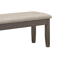 Dylan 48 Inch Bench, Brown Wood Frame, Gray Fabric Upholstered Cushion - BM310214