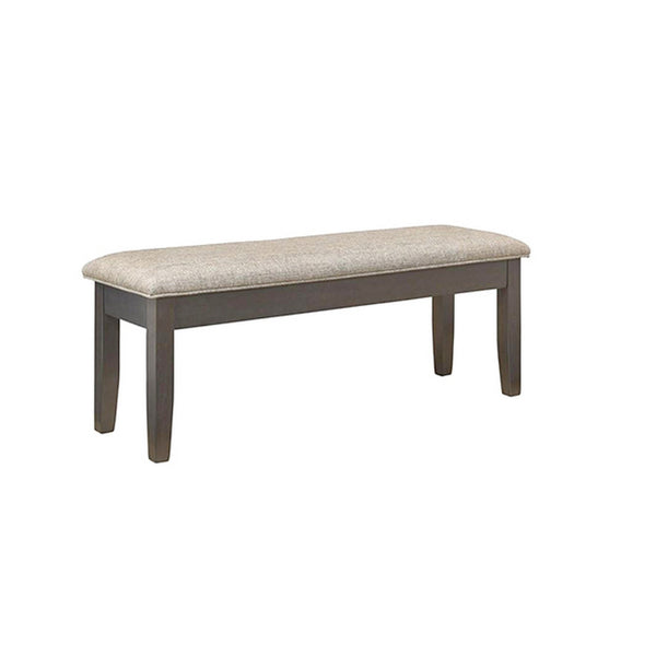 Dylan 48 Inch Bench, Brown Wood Frame, Gray Fabric Upholstered Cushion - BM310214
