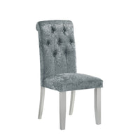 Liam 27 Inch Side Chair Set of 2, Wood, Tufted Gray Fabric Upholstery - BM310220