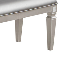 Scott 60 Inch Dining Bench, Sparkling Silver Gray Faux Leather, Wood Frame - BM310224