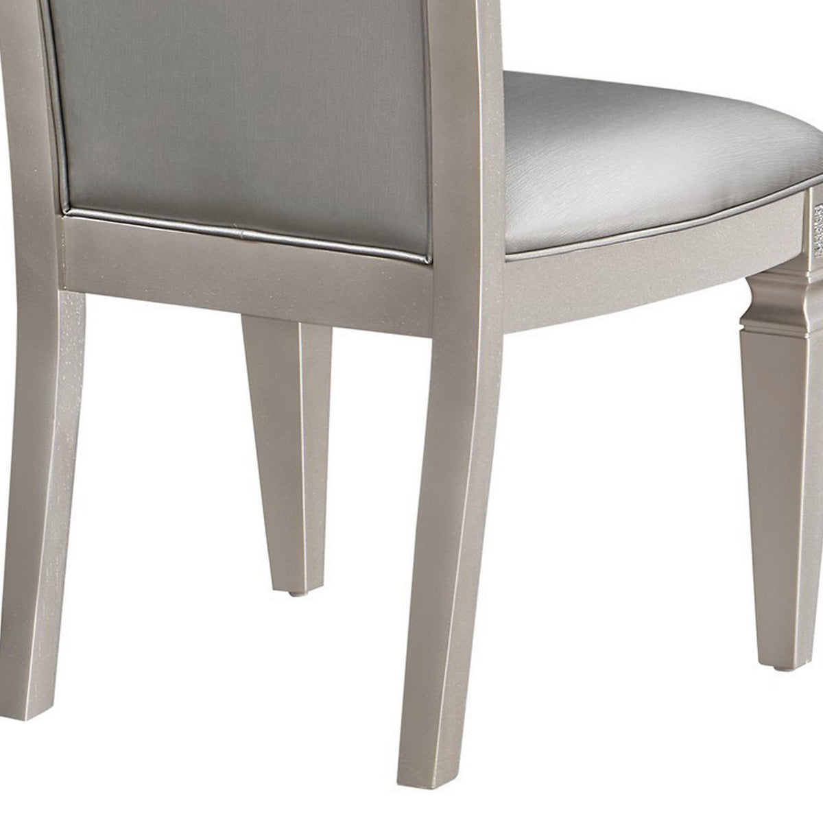 Scott 19 Inch Dining Side Chair Set of 2, Gray Faux Leather, Taupe Wood - BM310227