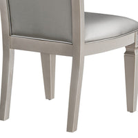 Scott 19 Inch Dining Side Chair Set of 2, Gray Faux Leather, Taupe Wood - BM310227