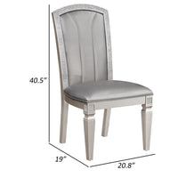 Scott 19 Inch Dining Side Chair Set of 2, Gray Faux Leather, Taupe Wood - BM310227