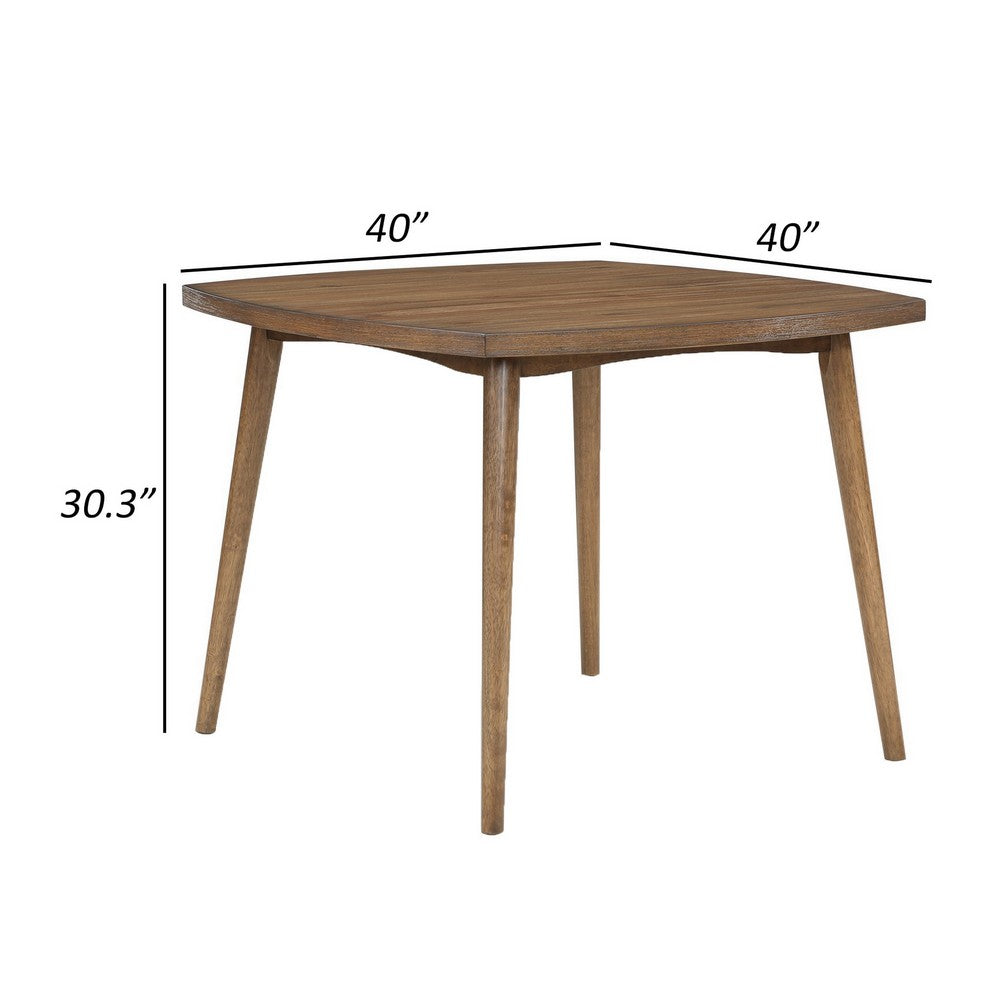 Summit 40 Inch Dining Table, Square Top, Rounded Edges, Wood Frame, Brown - BM310231