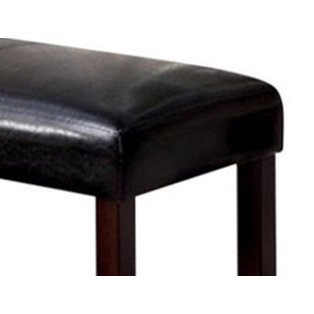 Oliver 46 Inch Bench, Leather Upholstery, Wood Frame, Soft Cushion, Black - BM310233