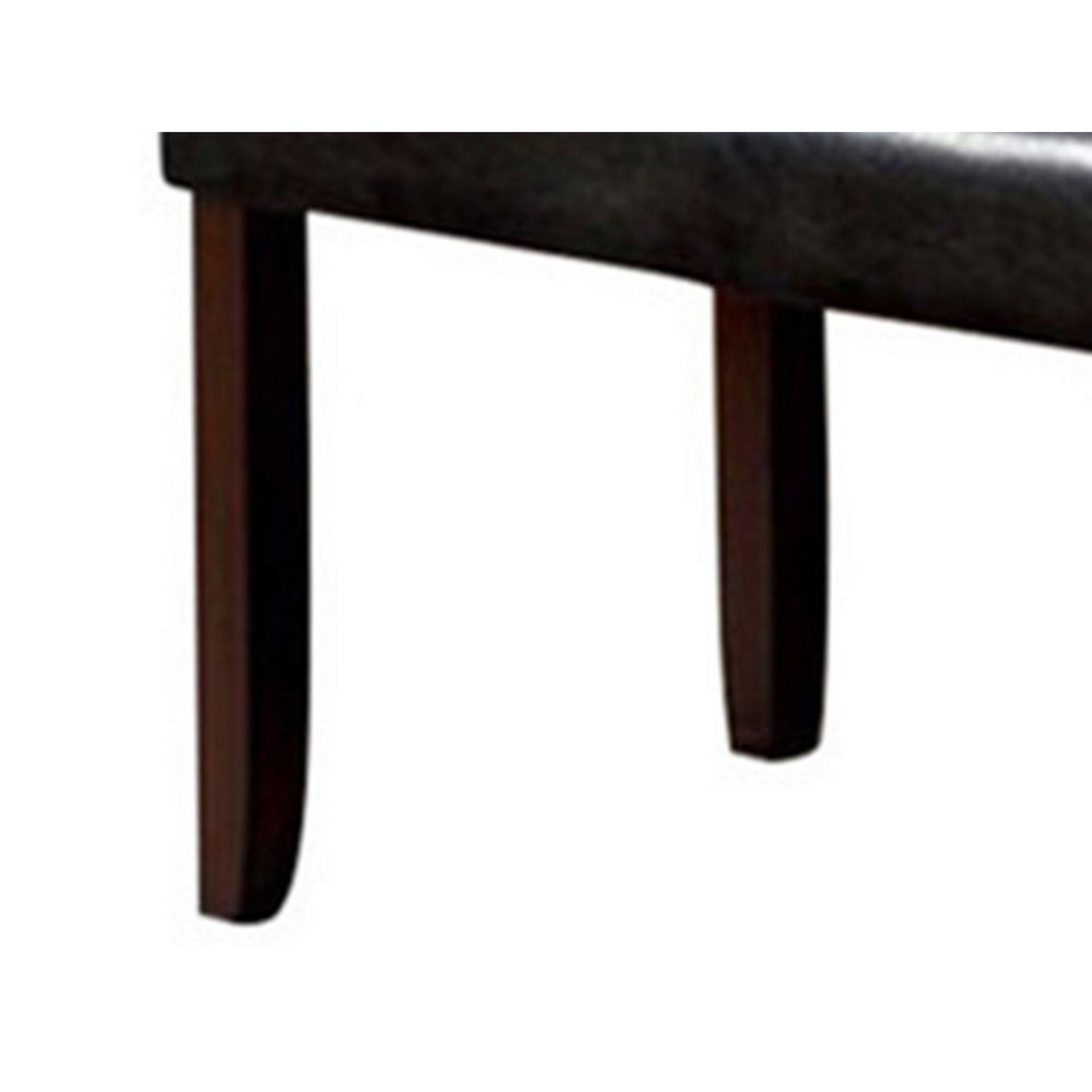 Oliver 46 Inch Bench, Leather Upholstery, Wood Frame, Soft Cushion, Black - BM310233