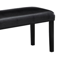 Tristan 46 Inch Bench, Faux Leather, Wood Frame, Soft Cushion, Black - BM310235