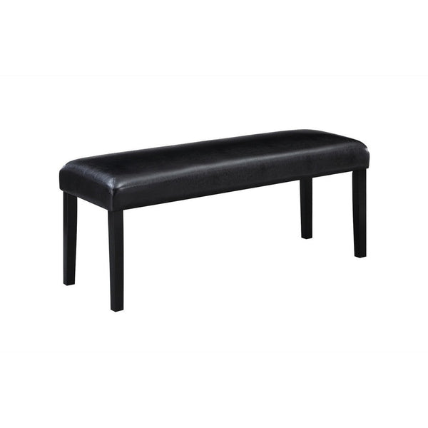Tristan 46 Inch Bench, Faux Leather, Wood Frame, Soft Cushion, Black - BM310235