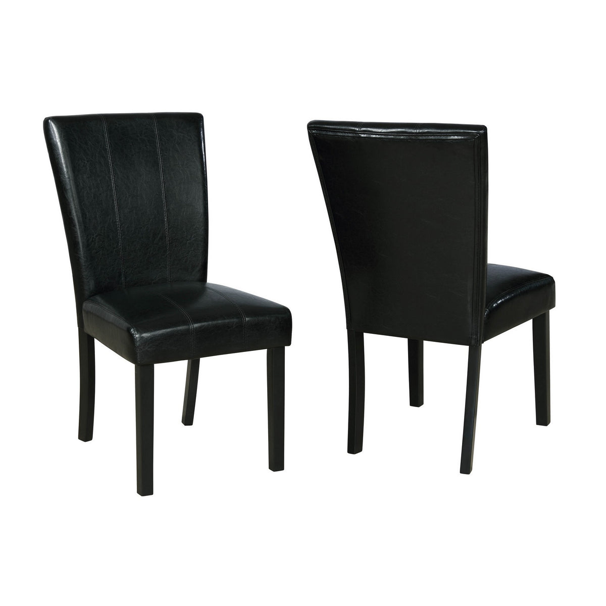 Tristan 38 Inch Side Chair Set of 2, Faux Leather, Wood Frame, Black - BM310236