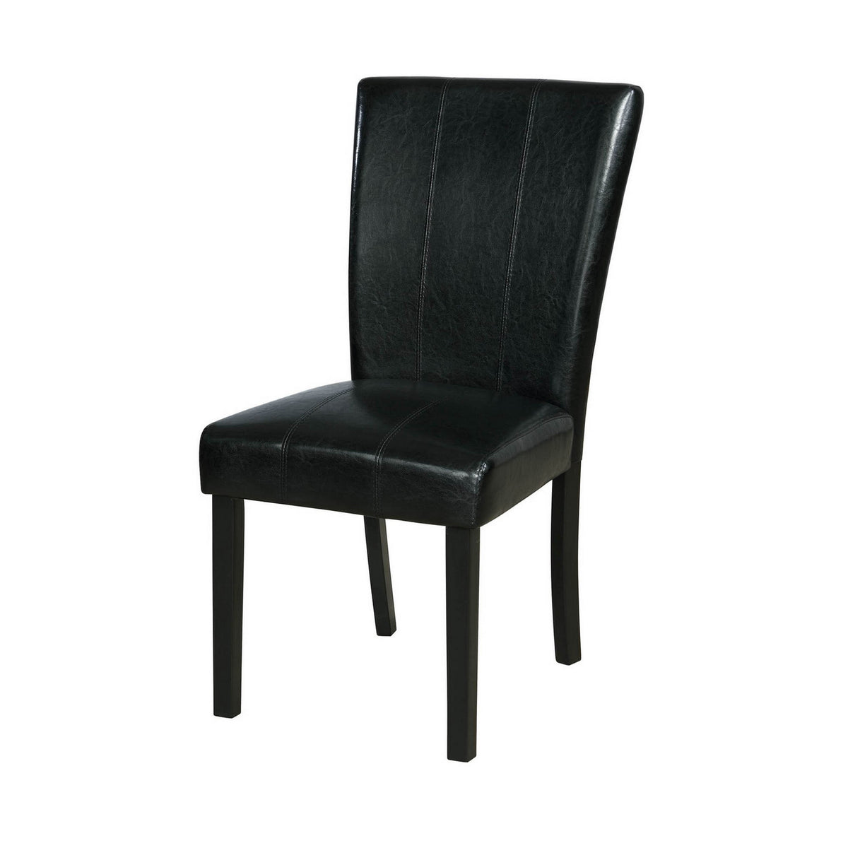 Tristan 38 Inch Side Chair Set of 2, Faux Leather, Wood Frame, Black - BM310236