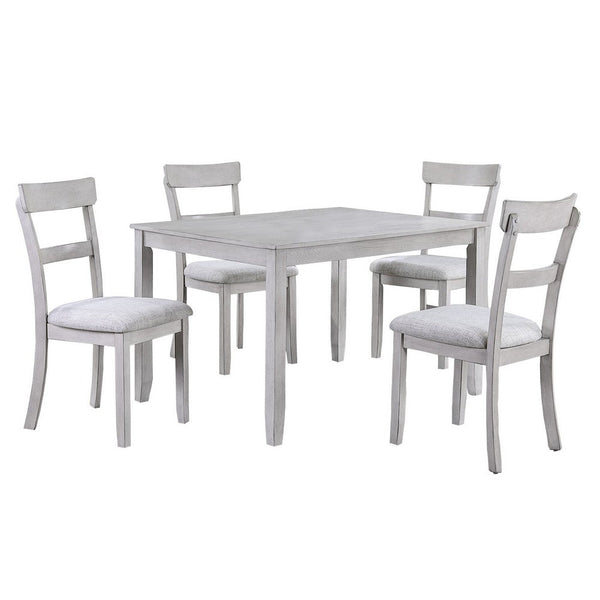 Charlotte 5 Piece Dining Table and Chairs Set, Wood, Farmhouse, White - BM310239
