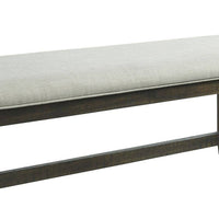 Cameron 50 Inch Bench, Brown Wood Frame, Gray Poly Linen Upholstery - BM310240