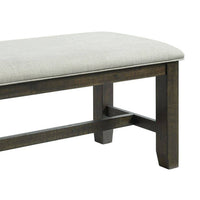 Cameron 50 Inch Bench, Brown Wood Frame, Gray Poly Linen Upholstery - BM310240