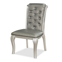 Harrison 20 Inch Side Chair Set of 2, Classic Tufted Faux Leather, Gray - BM310244