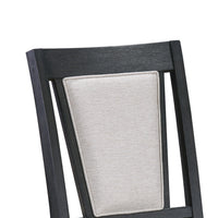 Jackson 19 Inch Side Chair Set of 2, Black Wood Frame, Off White Poly Linen - BM310248