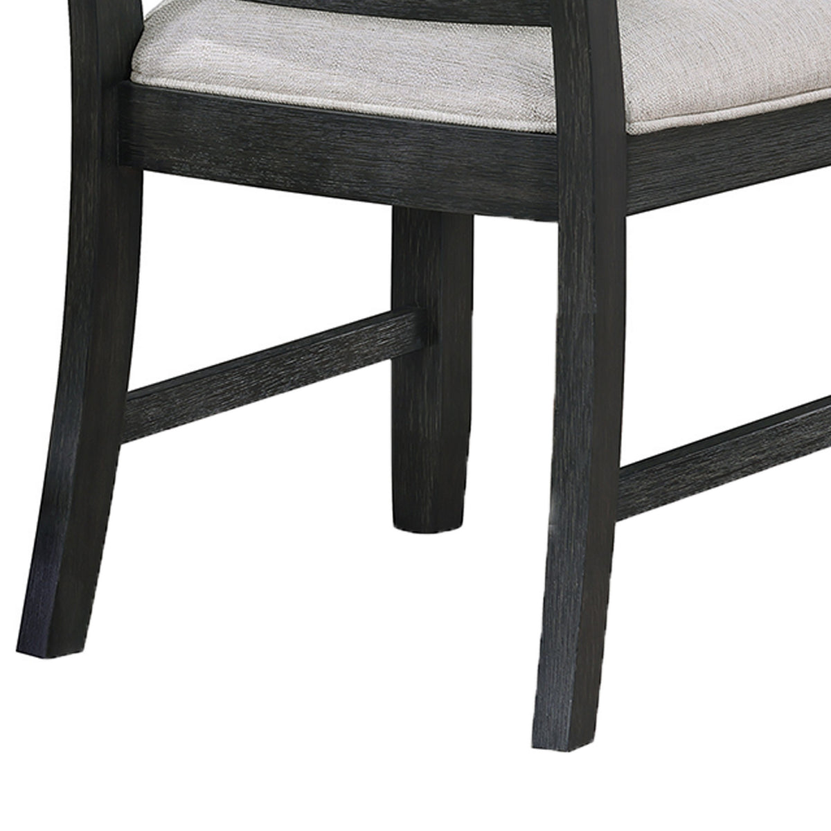 Jackson 19 Inch Side Chair Set of 2, Black Wood Frame, Off White Poly Linen - BM310248