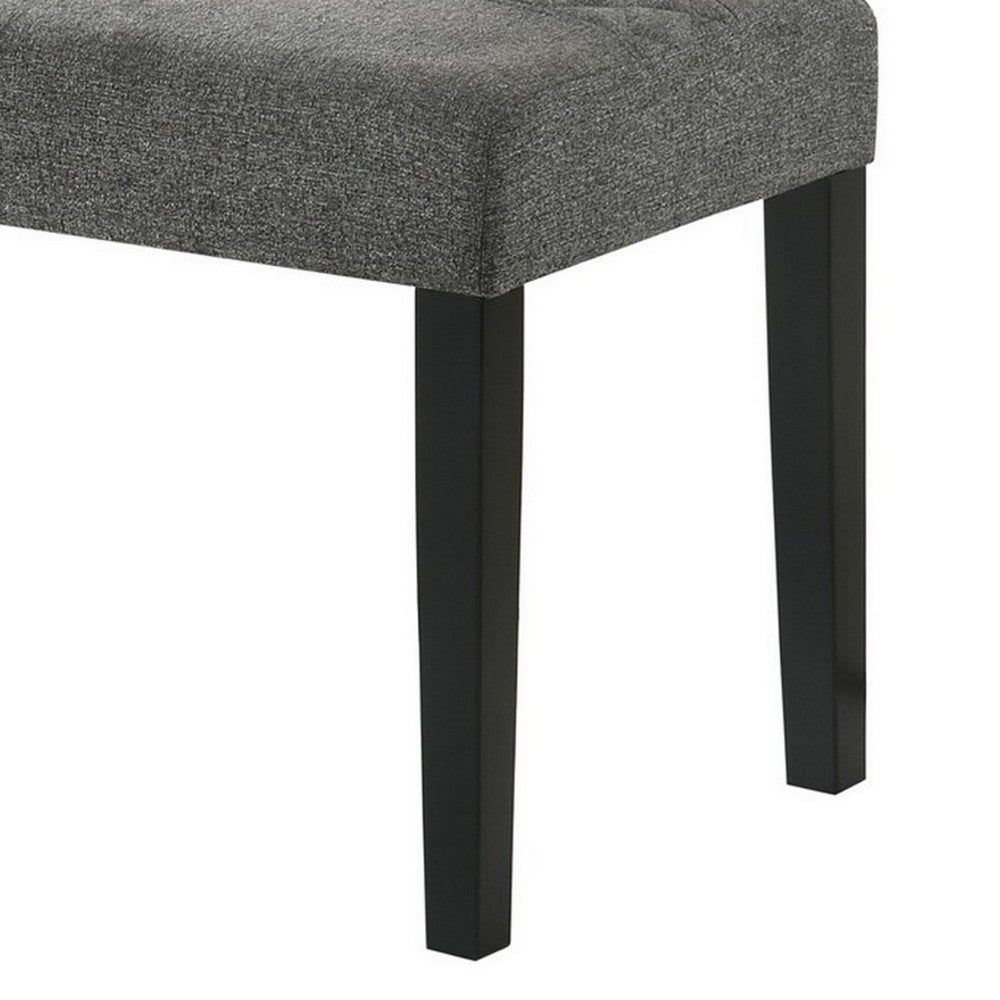 Nicole 46 Inch Dining Bench, Wood Frame, Tufted Fabric Upholstery, Gray - BM310250