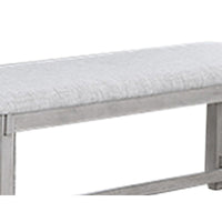 Peter 50 Inch Dining Bench, Fabric Upholstery, Cushioned, Driftwood Gray - BM310253