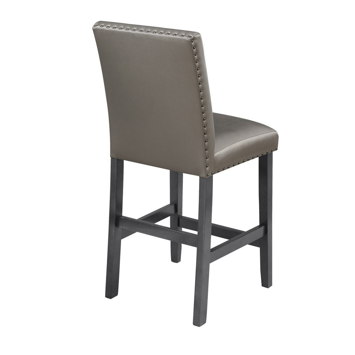 Scarlett 26 Inch Counter Height Chair Set of 2, Plush Gray Faux Leather - BM310259