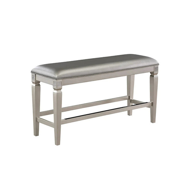 Scott 48 Inch Counter Height Bench, Wood Frame, Fabric Upholstery, Gray - BM310260