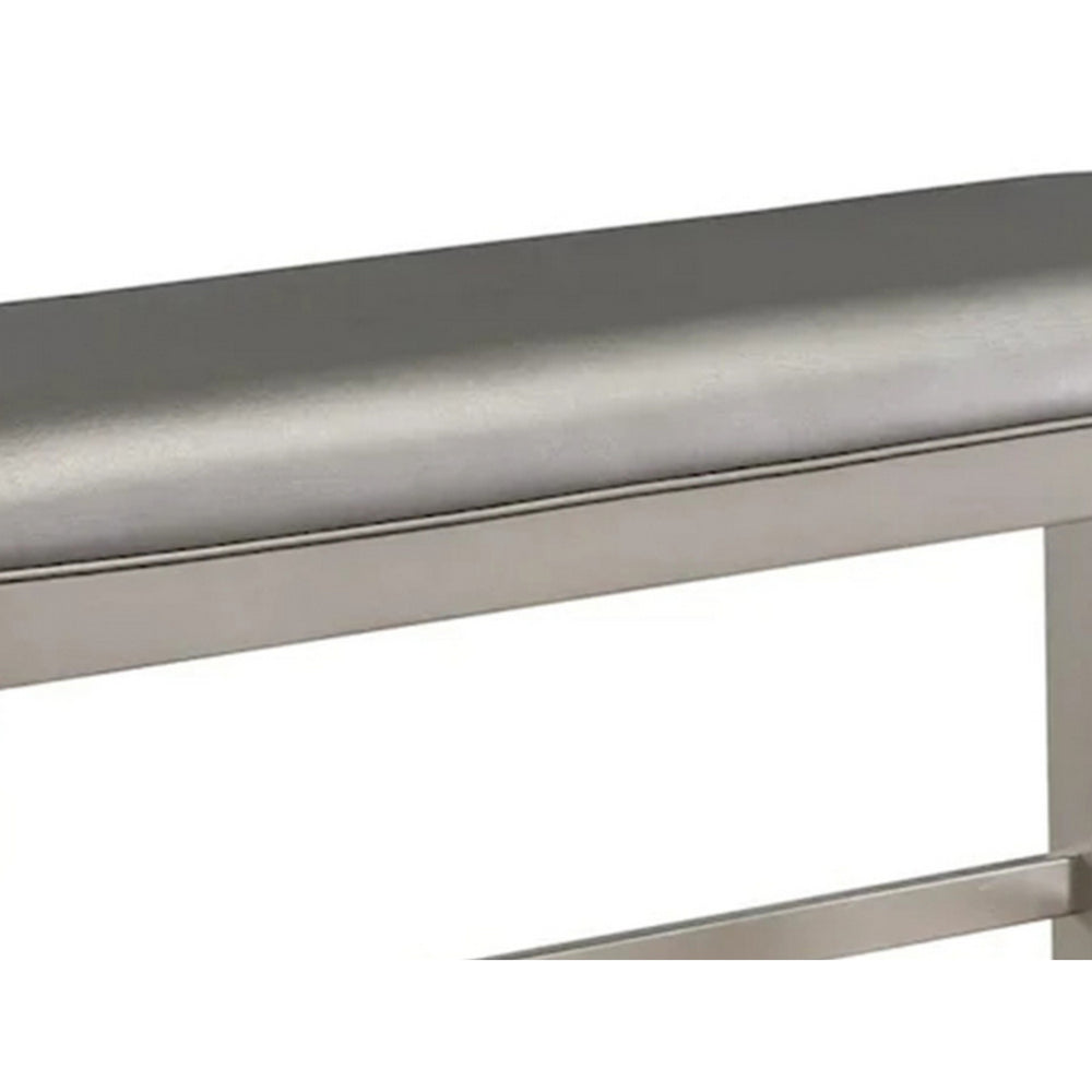 Scott 48 Inch Counter Height Bench, Wood Frame, Fabric Upholstery, Gray - BM310260