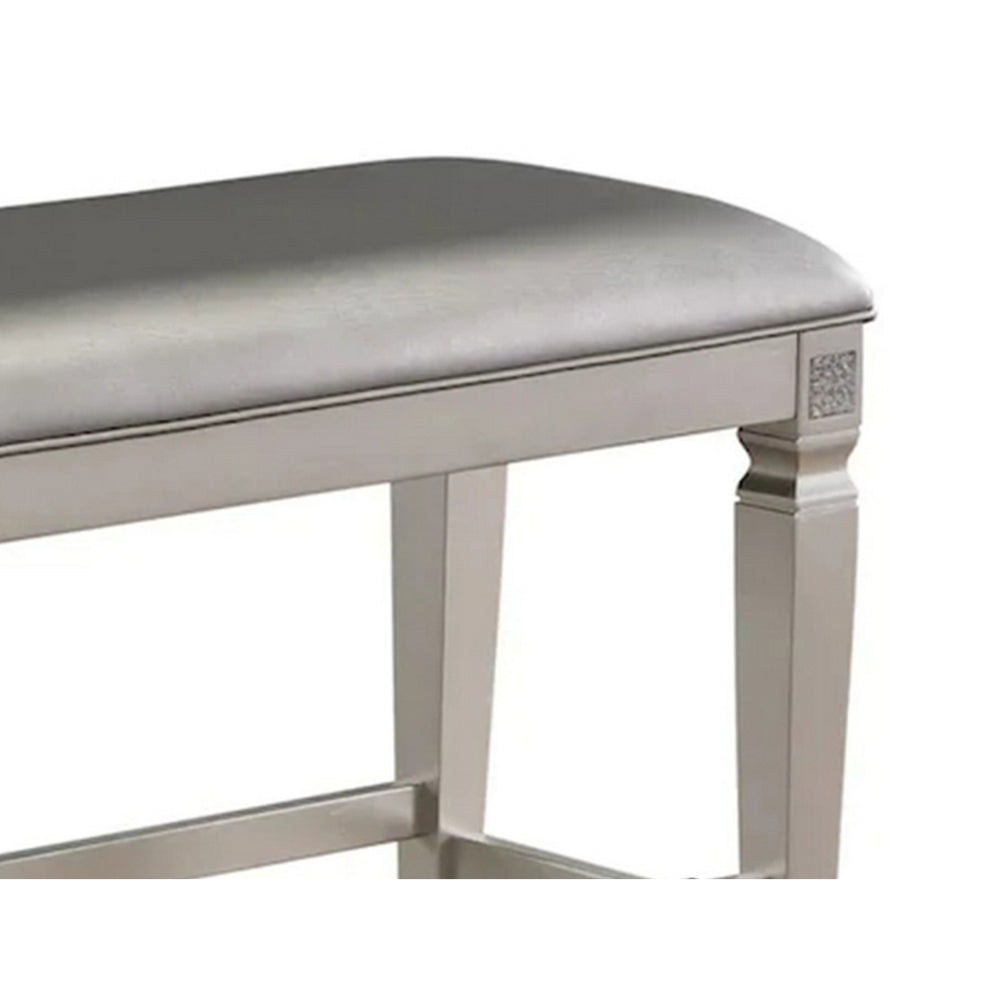 Scott 48 Inch Counter Height Bench, Wood Frame, Fabric Upholstery, Gray - BM310260