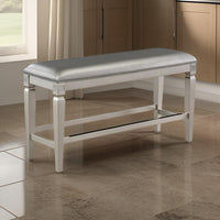 Scott 48 Inch Counter Height Bench, Wood Frame, Fabric Upholstery, Gray - BM310260