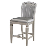 Scott 26 Inch Counter Height Chair Set of 2, Wood Frame, Faux Leather, Gray - BM310261