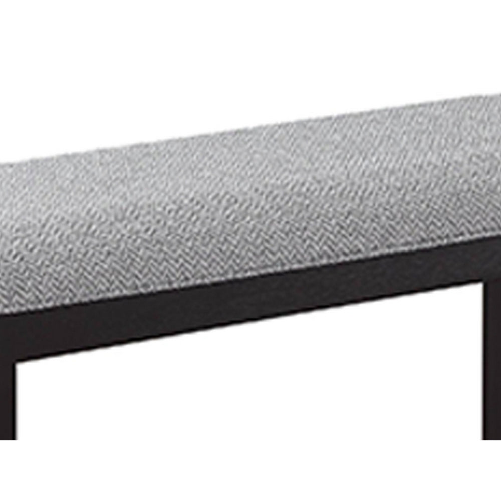 Kara 42 Inch Counter Height Bench, Wood Frame, Fabric Upholstery, Gray - BM310265