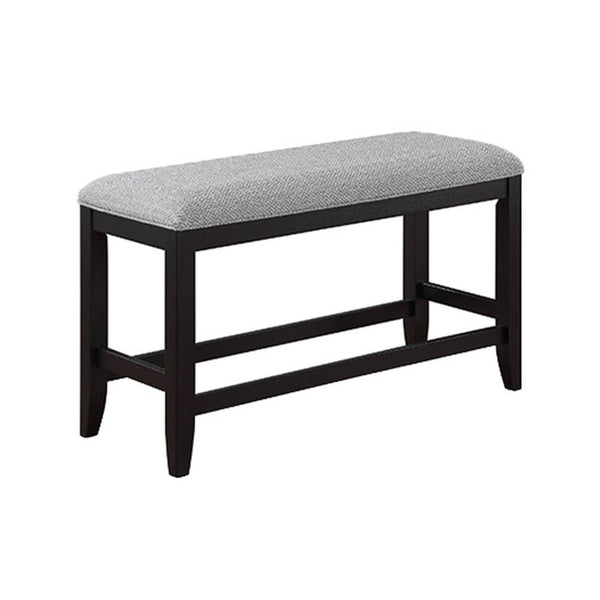 Kara 42 Inch Counter Height Bench, Wood Frame, Fabric Upholstery, Gray - BM310265