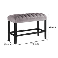 Marcus 38 Inch Counter Height Bench, Wood Frame, Fabric Upholstery, Gray - BM310267