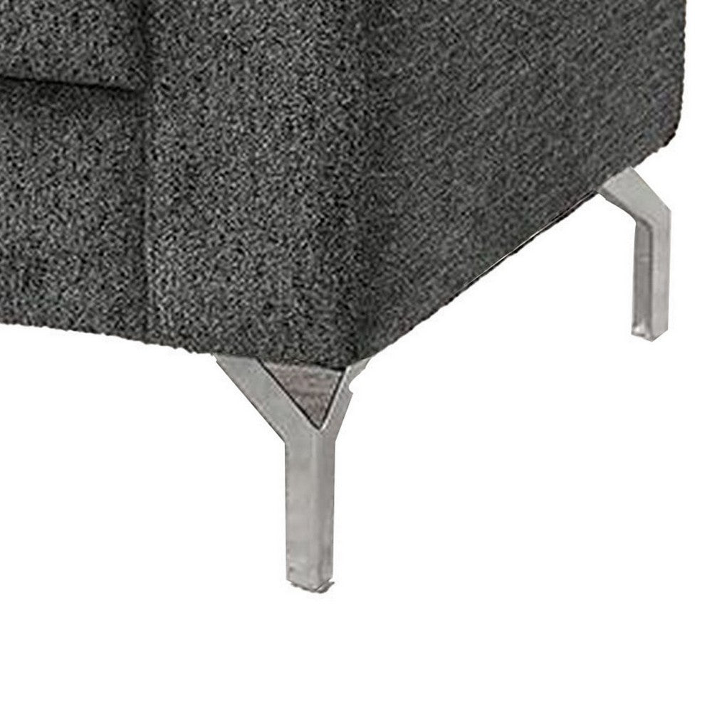 Lupe 35 Inch Chair, Biscuit Tufted, Chrome Legs, Gray Chenille Upholstery - BM310892