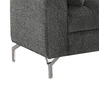 Lupe 56 Inch Loveseat, Biscuit Tufted, Chrome Legs, Chenille, Dark Gray - BM310893