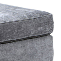 34 Inch Ottoman, Box Seat Cushion, Aligned Welt Trim, Chenille, Gray  - BM310904