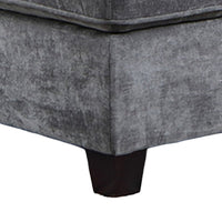 34 Inch Ottoman, Box Seat Cushion, Aligned Welt Trim, Chenille, Gray  - BM310904