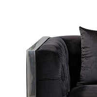 Vade 39 Inch Accent Chair, Stainless Steel Frame, Tufted Black Flannelette - BM310905