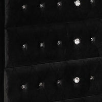Zoha 49 Inch Tall Dresser Chest, 5 Drawer, Cabriole Legs, Black Fabric - BM310909