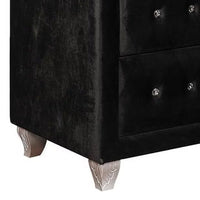 Zoha 49 Inch Tall Dresser Chest, 5 Drawer, Cabriole Legs, Black Fabric - BM310909