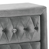 Zoha 26 Inch Nightstand, 2 Drawer, Cabriole Legs, Wood, Gray Upholstery - BM310914