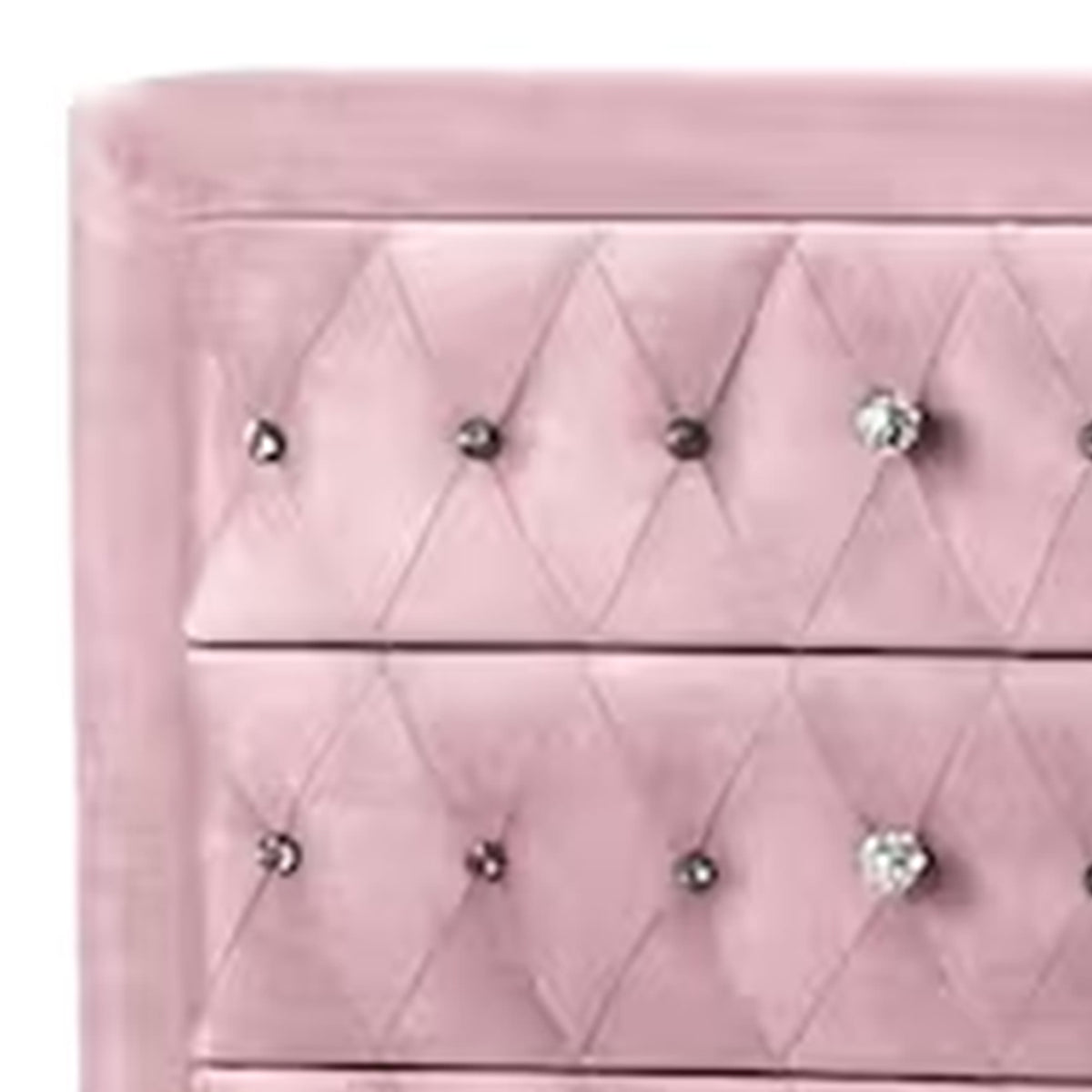 Zoha 49 Inch Tall Dresser Chest, 5 Drawer, Cabriole Legs, Pink Upholstery - BM310915