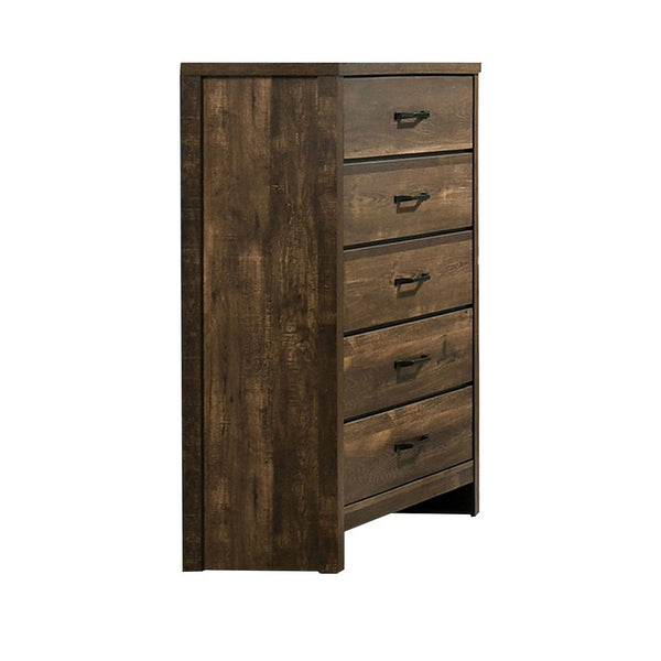 47 Inch Tall Dresser Chest with 5 Drawers, Wood Grains, Light Brown - BM310930