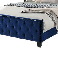 Agapi California King Bed, Button Tufted, Nailhead Trim, Navy Upholstery - BM310943