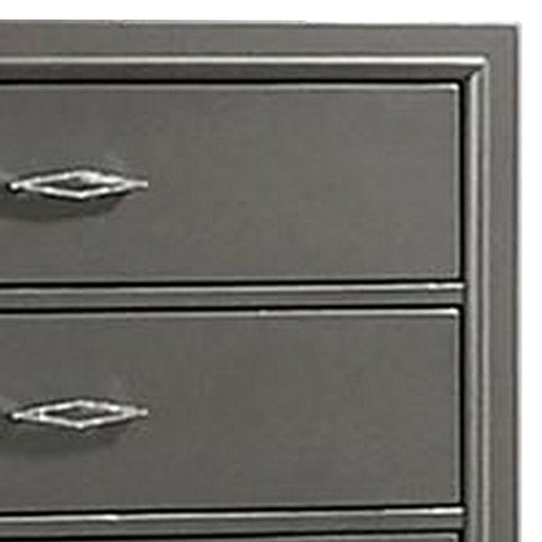 Aliso 47 Inch Tall Dresser Chest, 5 Drawers, Solid Wood, Dark Gray Finish - BM310944