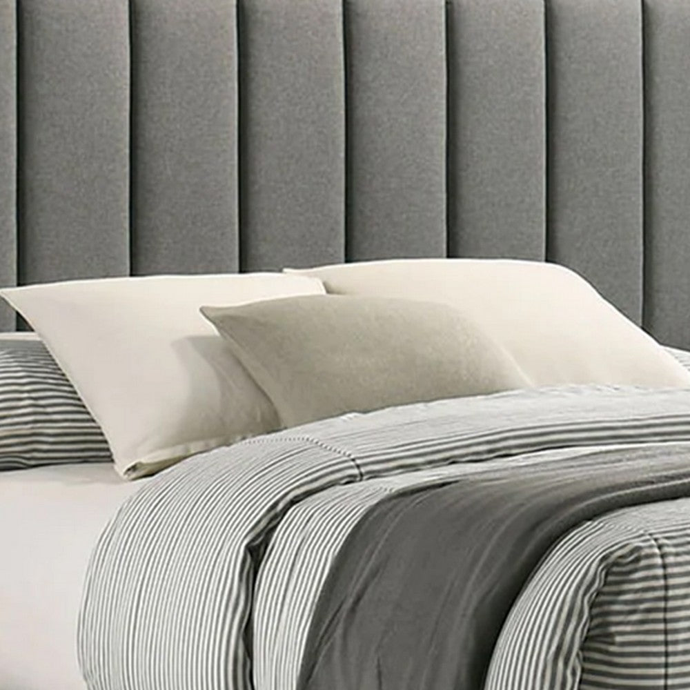 Kail California King Bed, Wingback, Channel Tuft, Light Gray Upholstery - BM310950