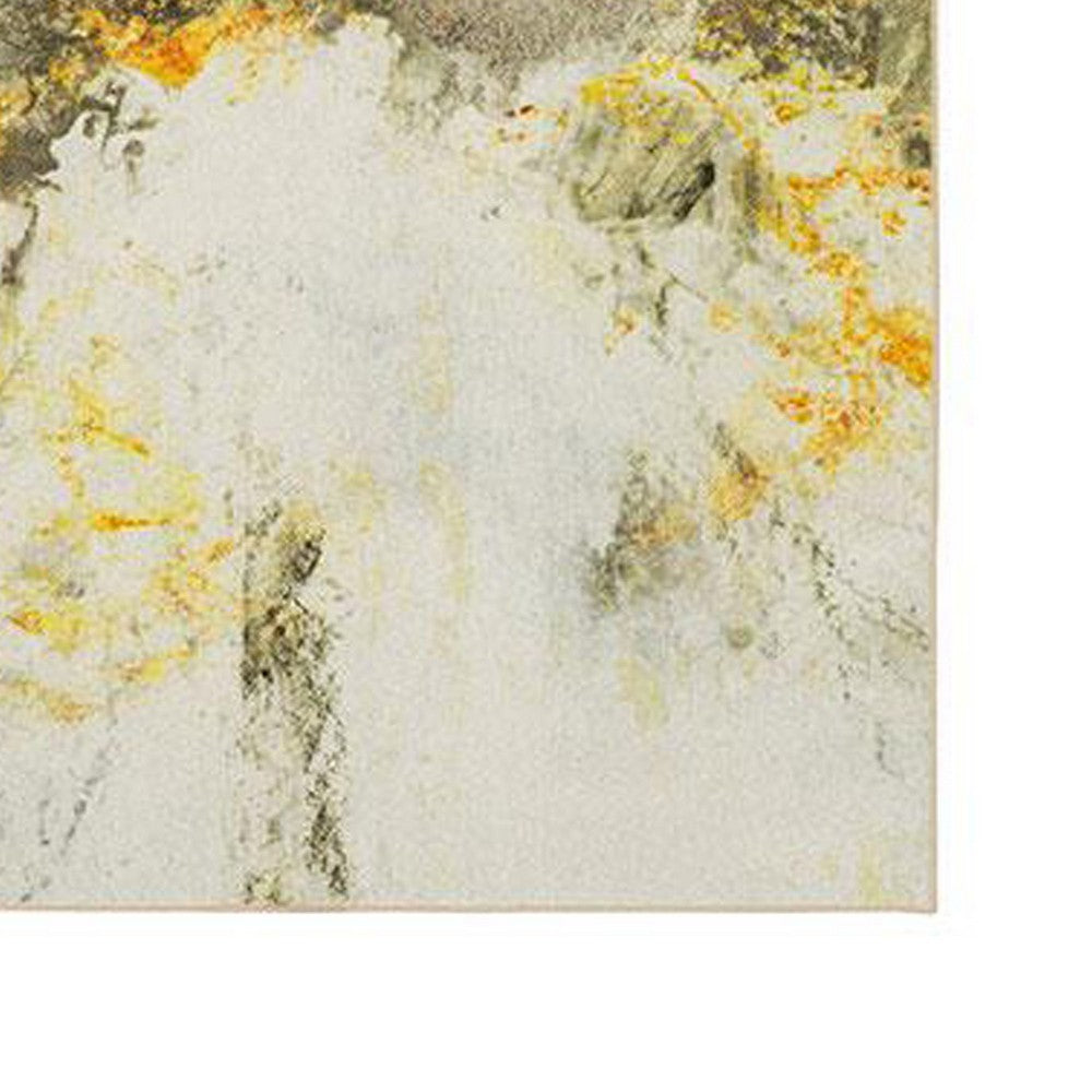 Navi 8 x 10 Large Area Rug, Marble Pattern, Latex Back, Gold Abstract, Gray - BM310970